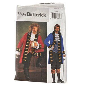 Butterick 3894 Pirate Costume Pattern Size Large-XL Lined Coat Vest Pants CUT